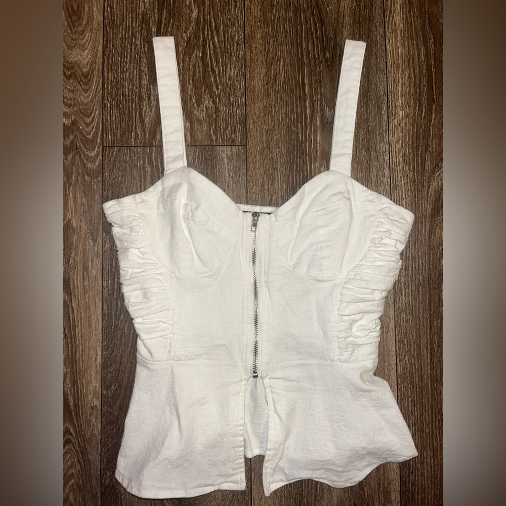 Forever 21 White Zip-Up Corset